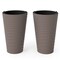 2-Piece Outdoor Plant Pots Brown Grey with Handles Detachable Inner Bucket and Good Drainage